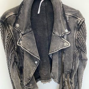 Grey black soldier crop coat